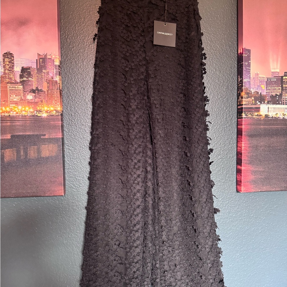 Cynthia Rowley see through Black Lace Pants